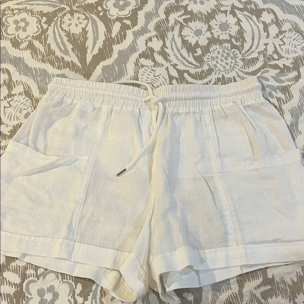 Cubavera White Linen Drawstring Relaxed Shorts